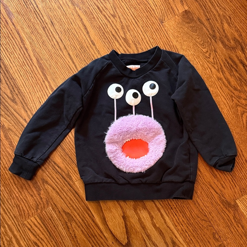 Kids Black Sweatshirt with Monster Design